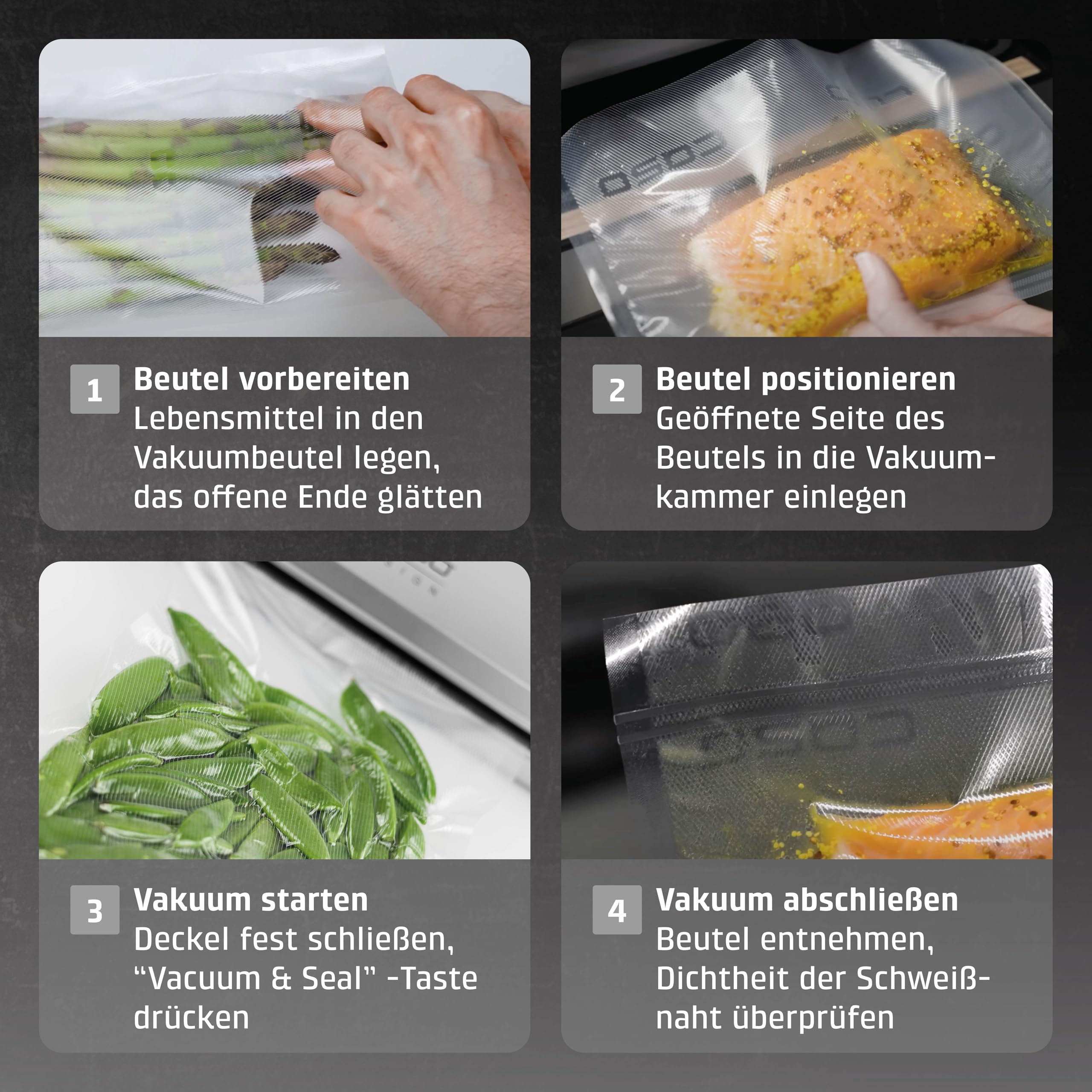 CASO GourmetVAC 280 Vakuumierer, doppelte Schweißnaht, Kolbenpumpe 15L/min, regulierbare Vakuumstärke