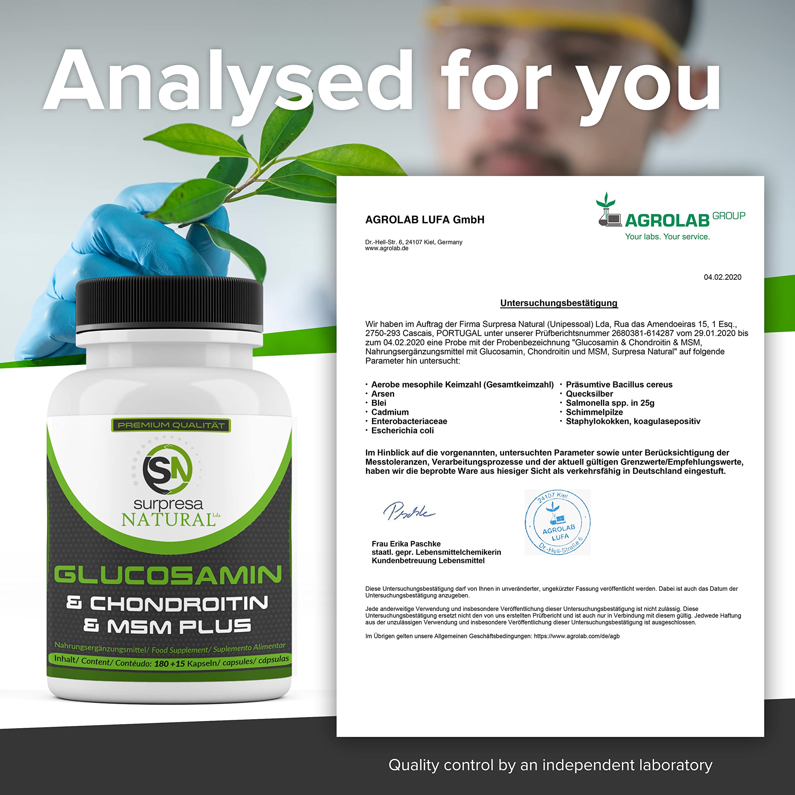 Pacchetto risparmio glucosamina, condroitina, MSM e acido ialuronico ad alto dosaggio in un mese bundle, 285 capsule