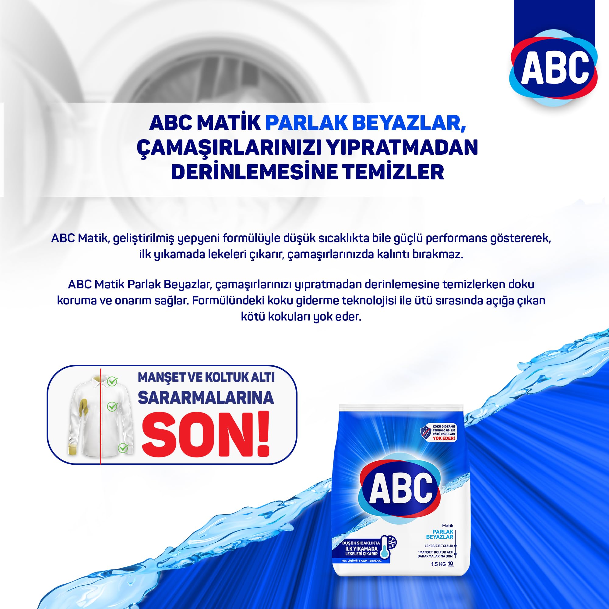ABC DETERJAN Matik Parlak Beyazlar 1,5 kg (2 paketi)