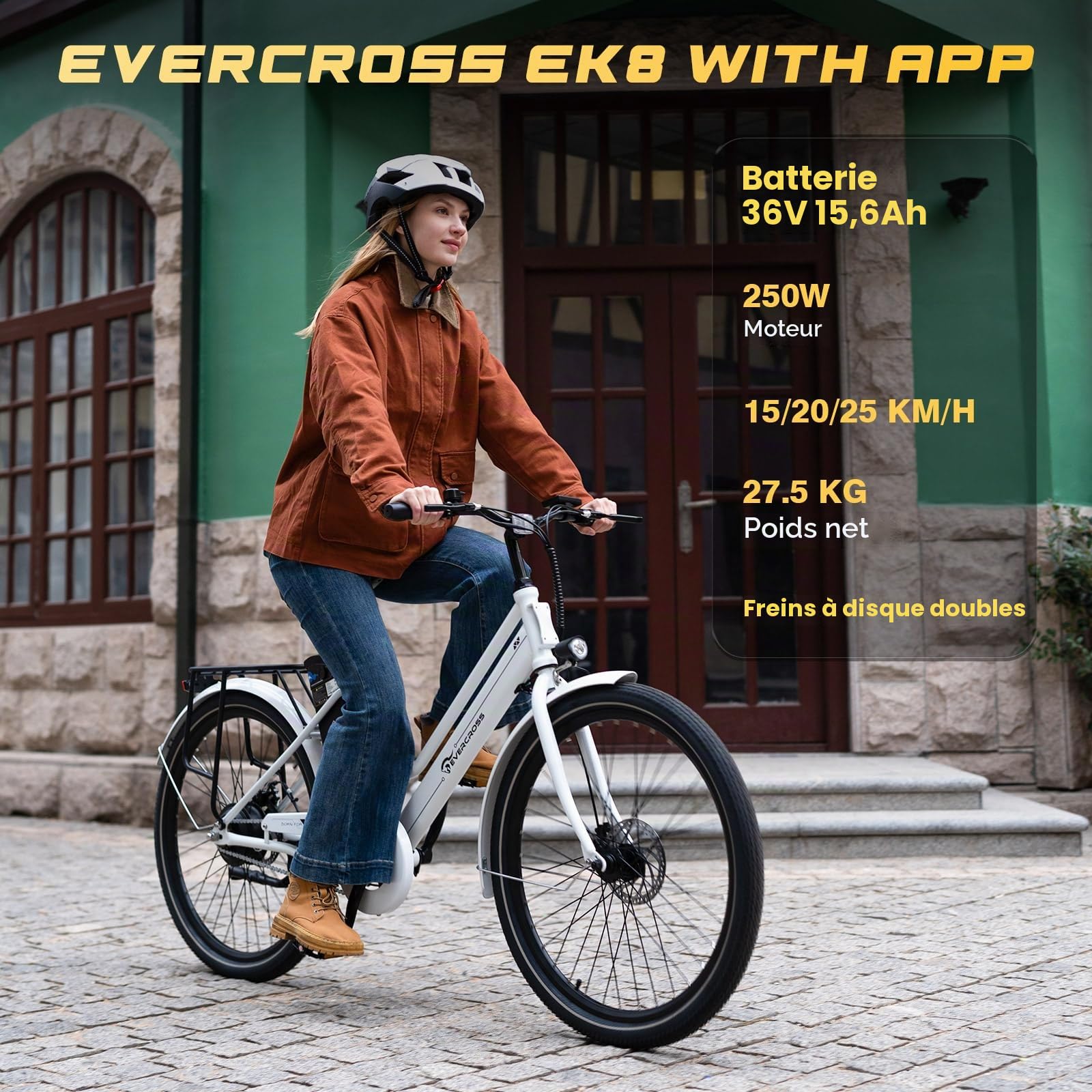 EVERCROSS EK8 Velo Electrique Adultes, Vélo Electrique de 26'' avec Assistance au Pédalage - Moteur 250W, Batterie 36V 15,6Ah, 15/20/25 KM/H, Charge Max de 120kg, VTT Electrique pour Femmes et Hommes