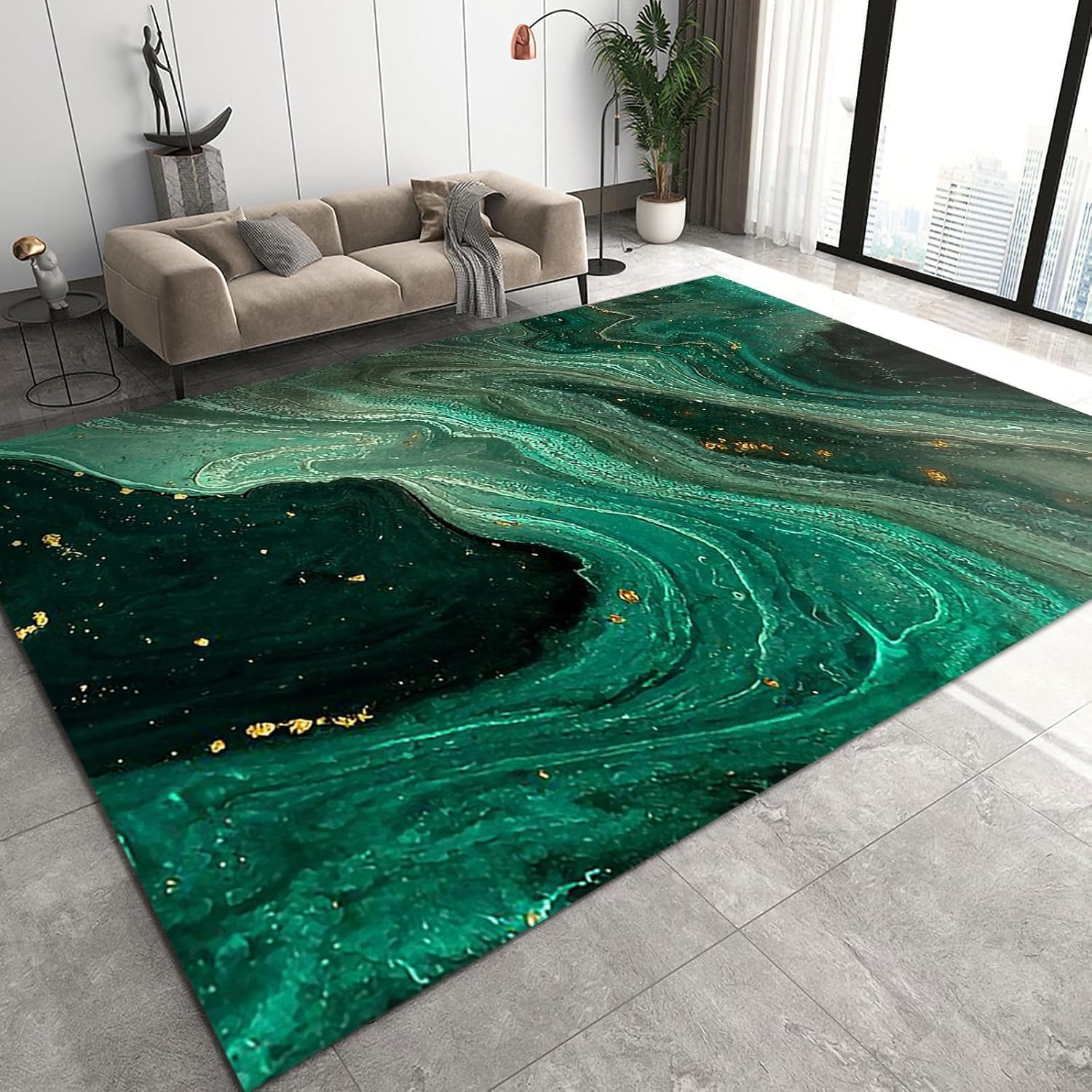 Tapis antidérapant de salon 3D lavable et doux pour un sol sécurisé
