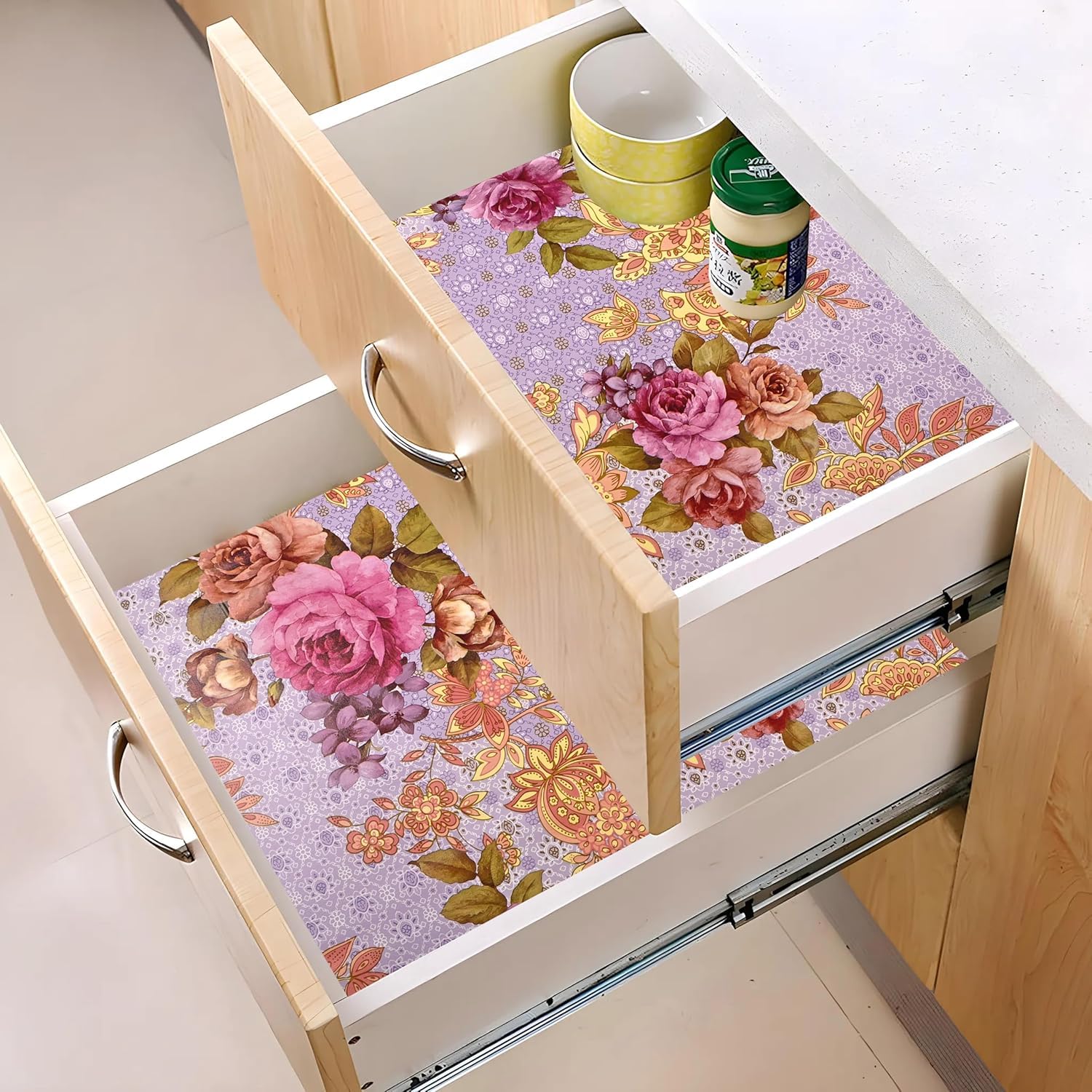 Flower Print Shelf Liner - Protect & Organize Shelves -2
