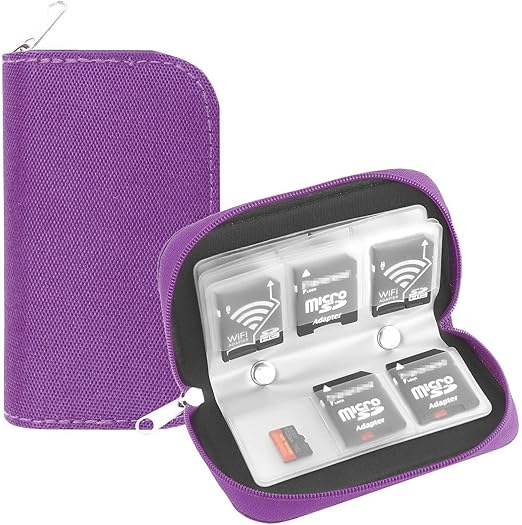 Memory Card Case, WOVTE Portable 8 Pages and 22 Slots SD