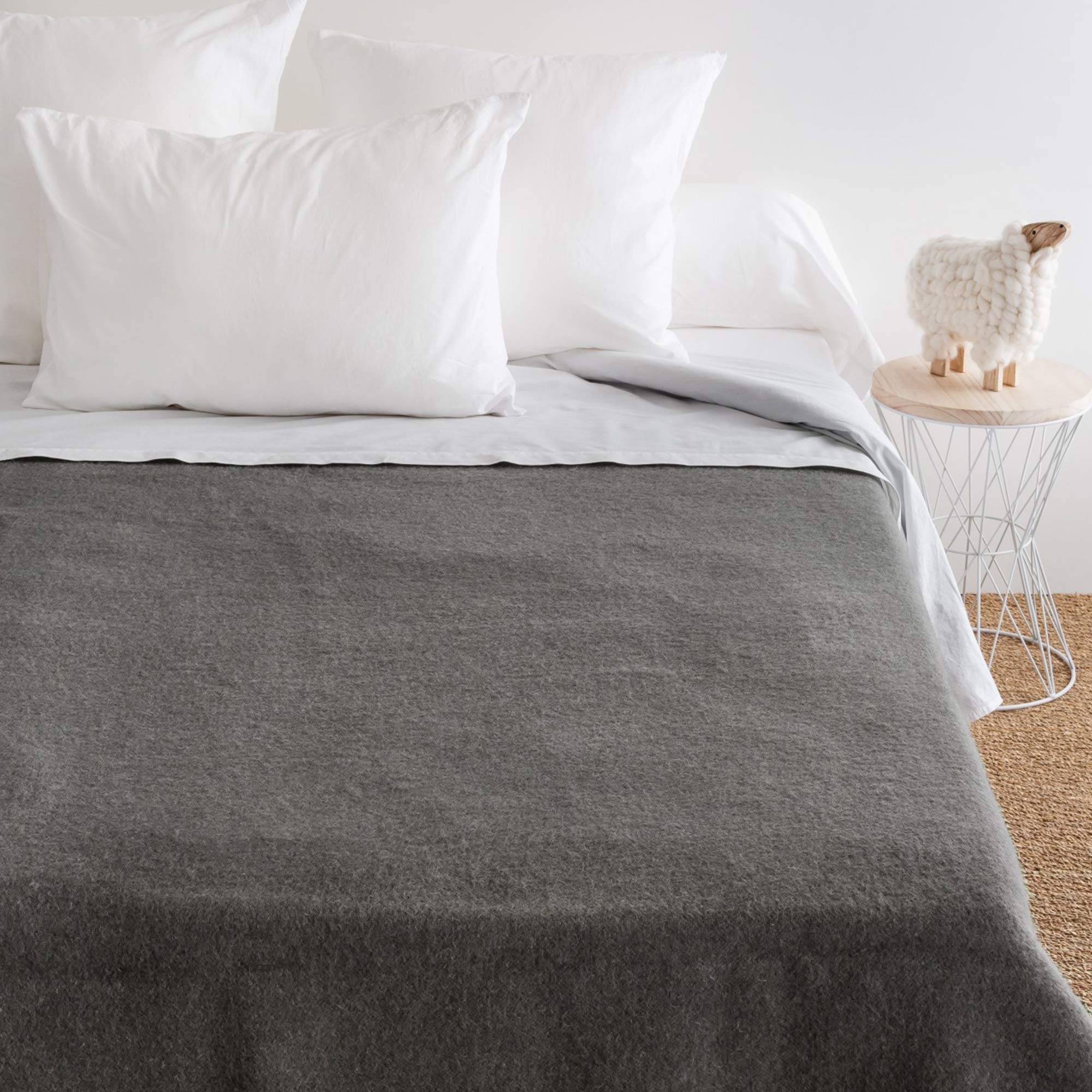 Linnea Couverture Pure Laine Vierge Woolmark 500g/m² Volta 220x240 cm Gris Acier