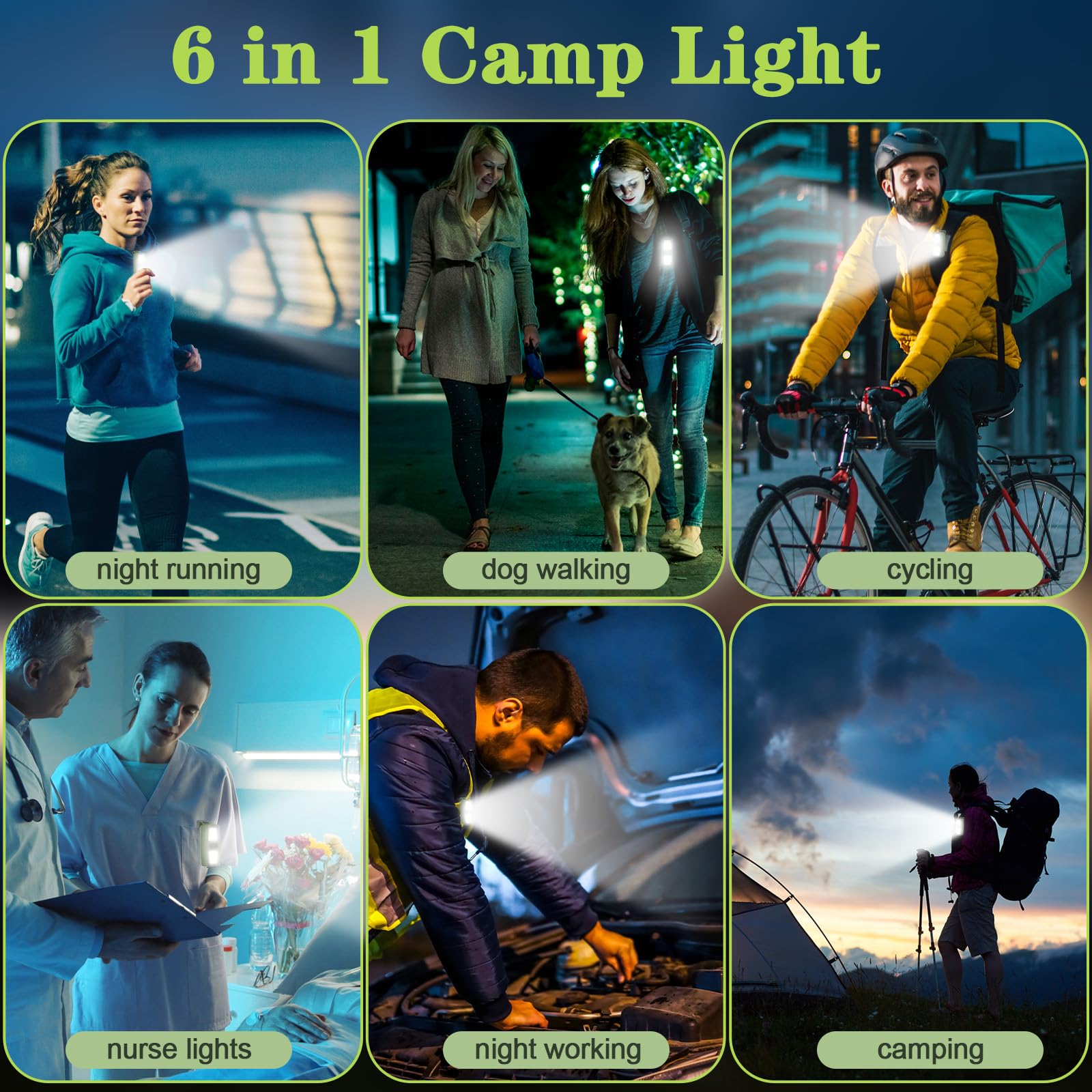 Pequeña linterna EDC recargable, luces de correr con clip, regalo para corredores, luces de seguridad para bicicleta para pasear perros por la noche, accesorios de correr manos libres para