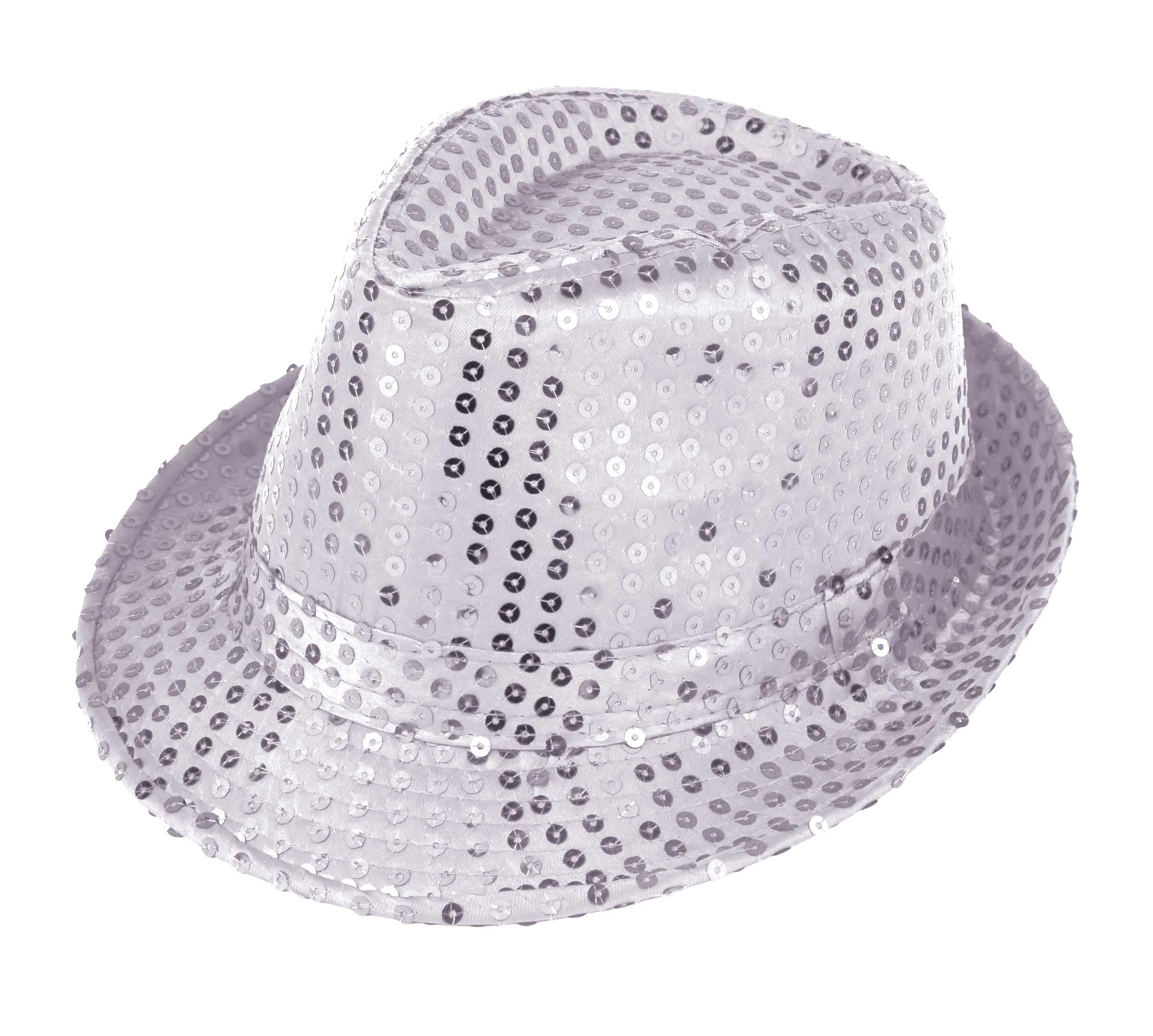 labreeze Adults Sequin Gangster Hat Elegant Shiny Fedora Trilby Dance Theatre Party Fancy Dress Cap (Silver)