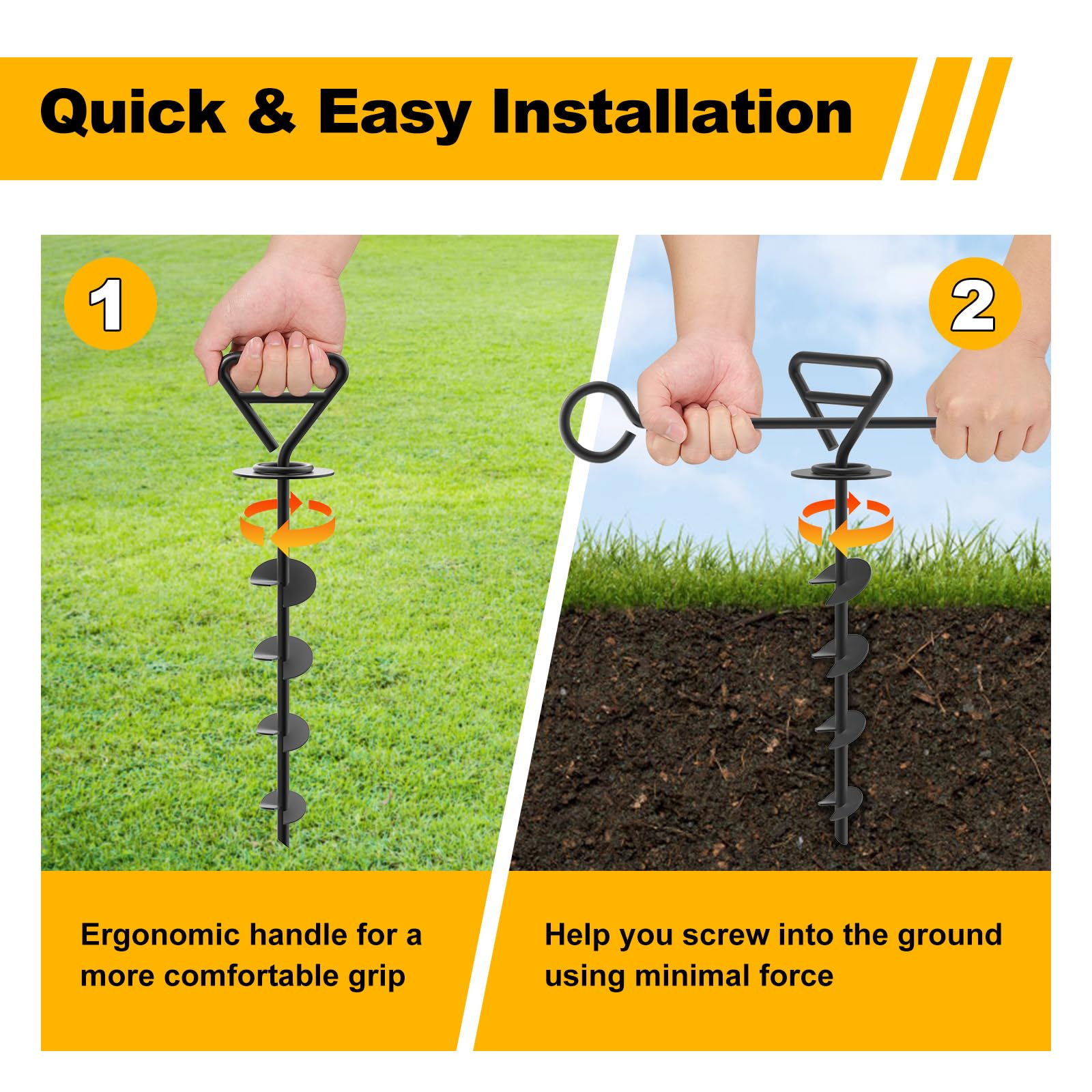 Picchetto Da Esterno Per Cani Fortissimo - Resistente Fino A 140 Libbre, Rotazione 360° | Per Giardino, Spiaggia, Parco - Foto 13