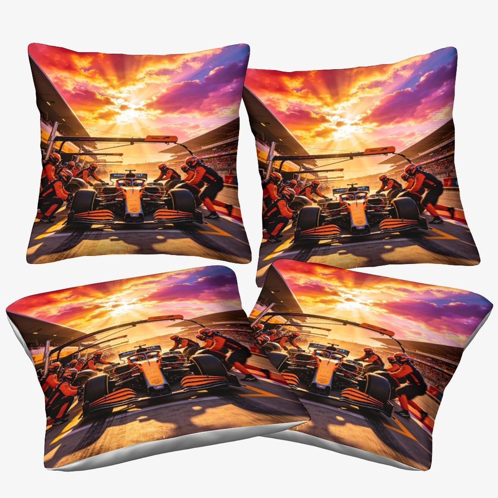 Dafufbw Mclarenen Cushion Cover Decor, Ornament Pit Stop Pillow Cover For Home Livingroom Couch Bed Sofa Decorate Throw Pillow Case 40X40cm, 4Pcs
