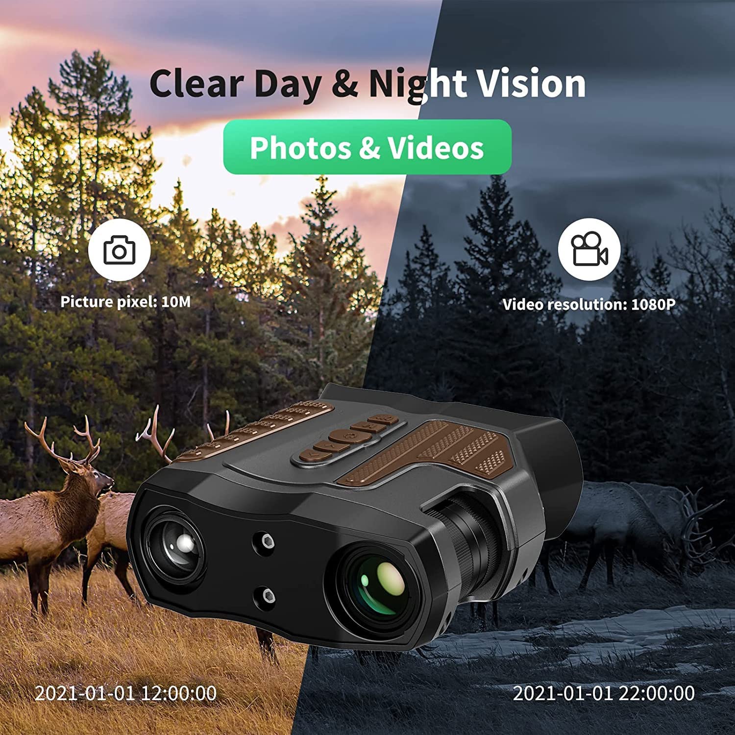 Jumelles Vision Nocturne Numérique – 10x Zoom – Infrarouge HD – Objectif F1.2