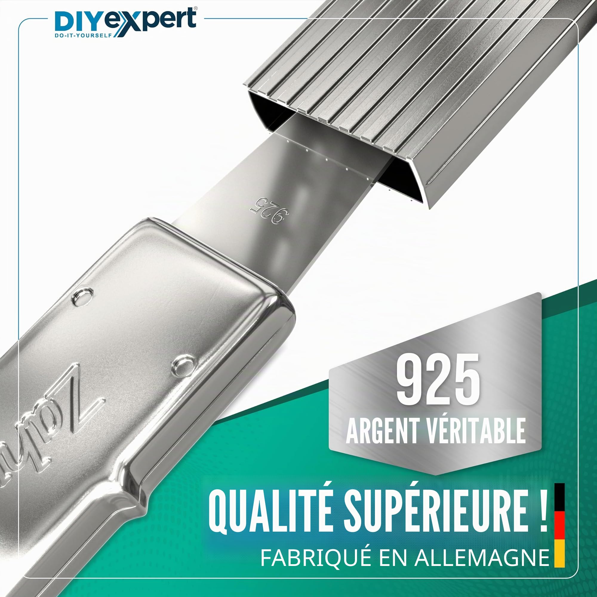 Cure-dents Home Xpert 4 cm avec feuille d'argent véritable - Poignée incluse - Longueur totale 5,5 cm - Étui