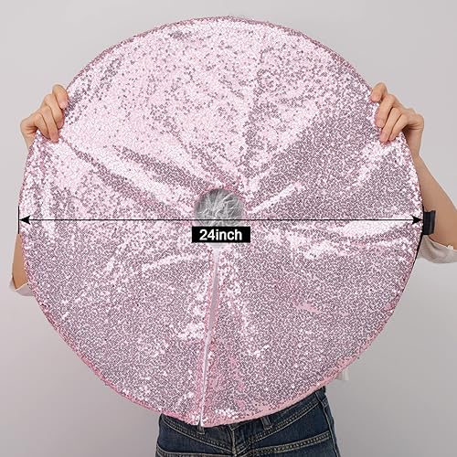 Miniatura 5 de yuboo Mini falda negra para árbol de Halloween, 24 pulgadas, con lentejuelas, adornos de árbol de Navidad con purpurina para árbol de Navidad