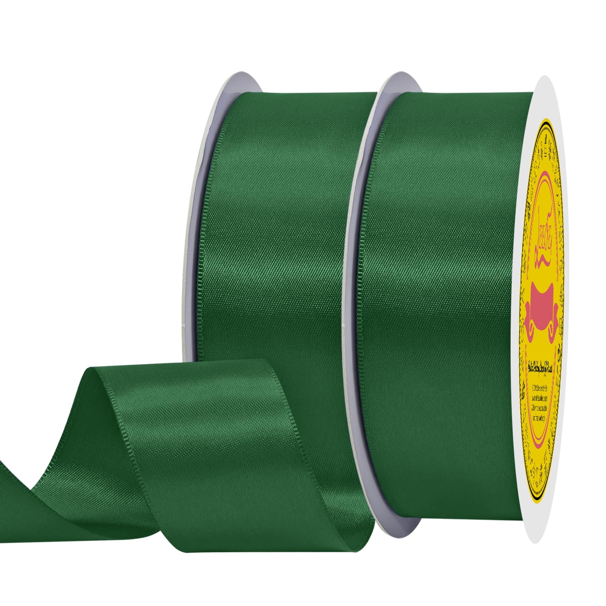 100 Yards Forest Green Satin Ribbon Polyester Ribbon for Gift Wrapping Very Suitable for Weddings Party Hair Bow Invitation Decorations and More（1-1/2 inch X 50Yards X 2 Roll）