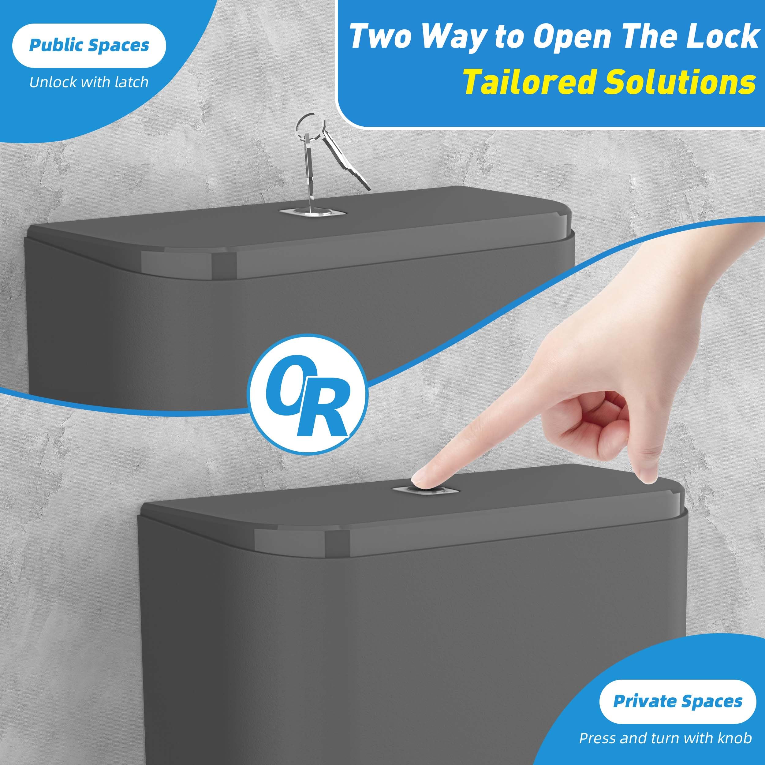 Dispenser di asciugamani di carta da parete, semplice da strappare, per bagno e cucina, pieghevole a Z, con serratura a chiave, commerciale/casa. (grigio)