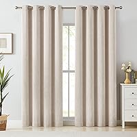 Vista 9 de Melodieux Elegantes cortinas opacas de algodón para oscurecer la habitación, para sala de estar, dormitorio, con aislamiento térmico, paneles