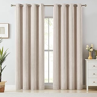 Melodieux Elegant Cotton Room Darkening Blackout Curtains for Living Roo...