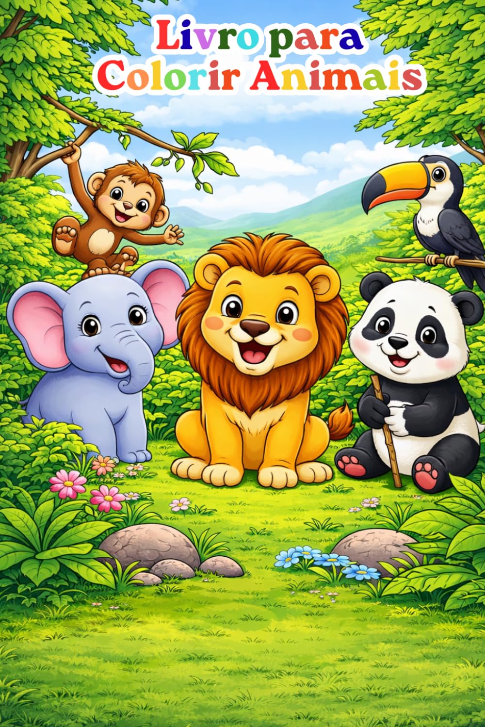 Livro animais para colorir com 76 desenhos 3D infantil