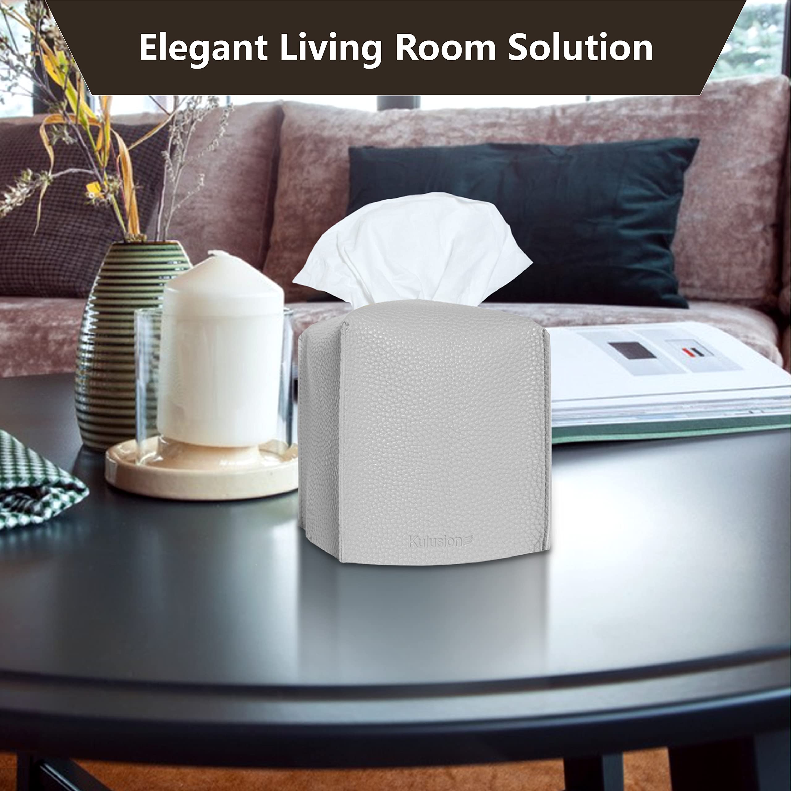 Lot De 2 Supports Rectangulaires Pour Boîte à Mouchoirs En Cuir