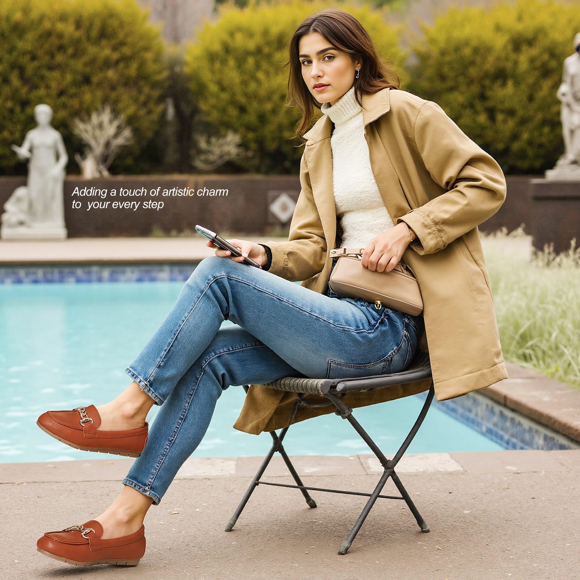 ABEJOJO Damen Loafer Schuhe, Bequeme Slip auf Casual Flat Mocassin Penny Schuhe zum Wandern, Fahren, Dressy