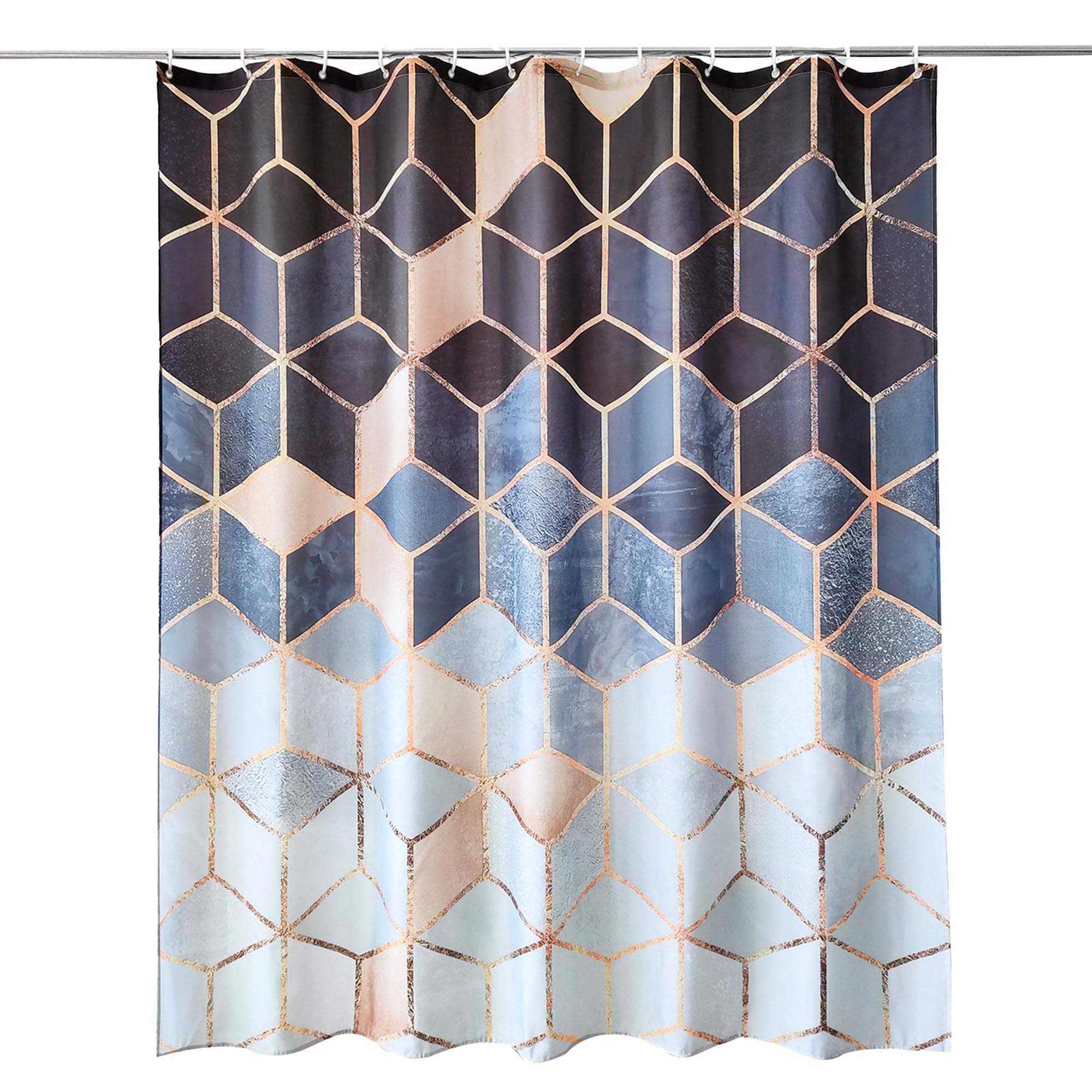 Trimming Shop Marble Shower Curtain for Bathroom - Black & White, 180x200cm