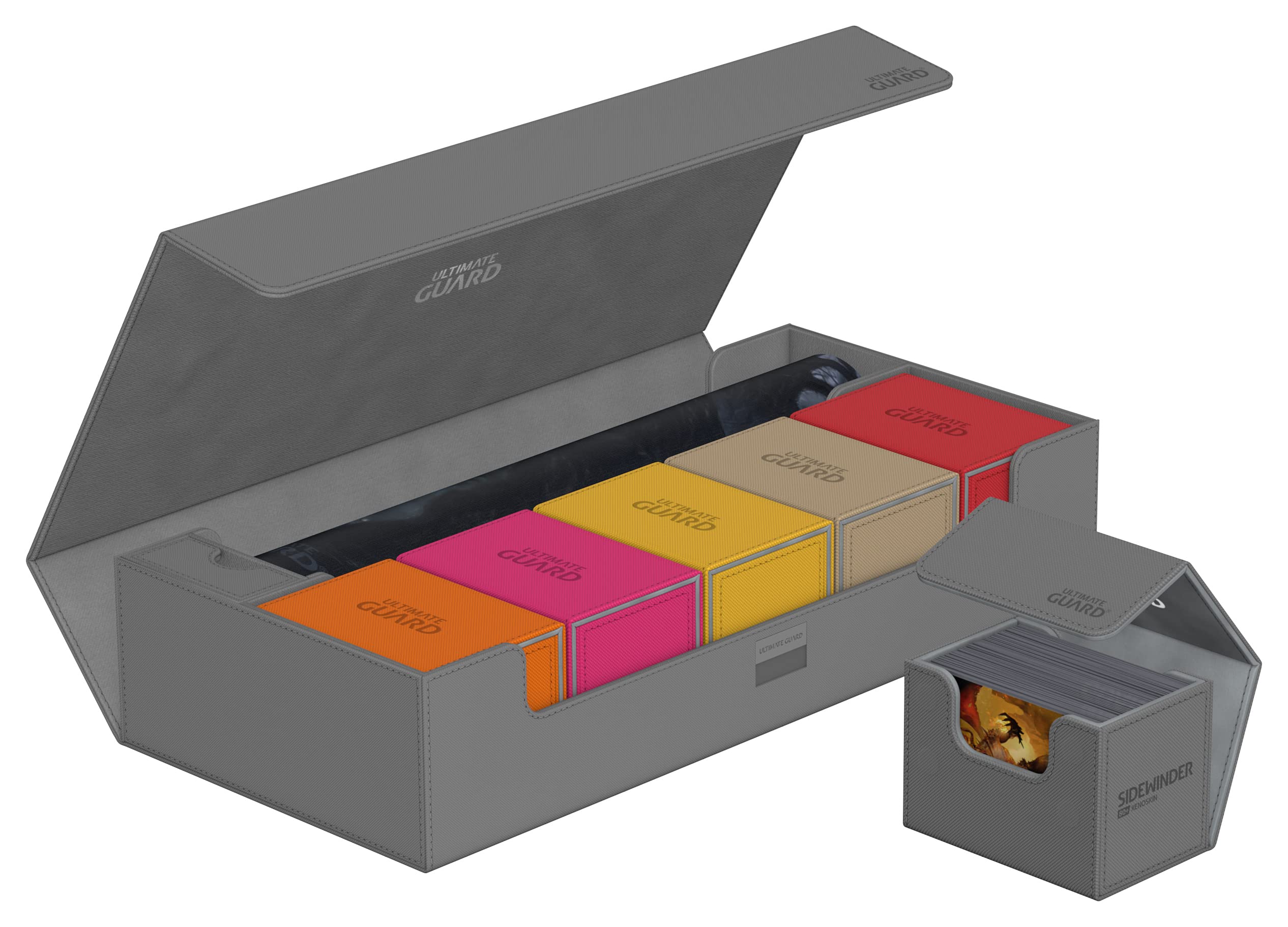 Ultimate Guard Superhive 550+ Étui pour 550 cartes TCG à double manches, gris, compatible avec Boulders, fermeture magnétique et doublure intérieure en microfibre