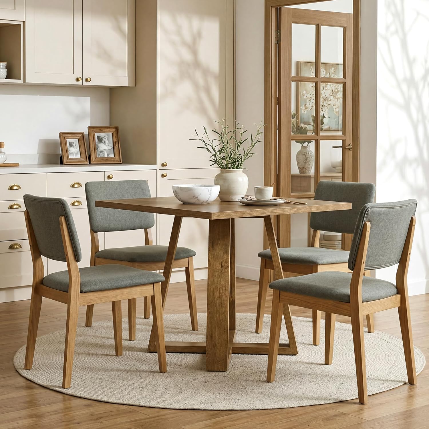 LITTLE TREE 31.5" Dining Table, Square Dining Table for 2/4, Wooden Kitchen Table, Modern Small Dinner Table for Small Space, Apartment, Dining Room, Kitchen, Living Room Natural (No Stool)