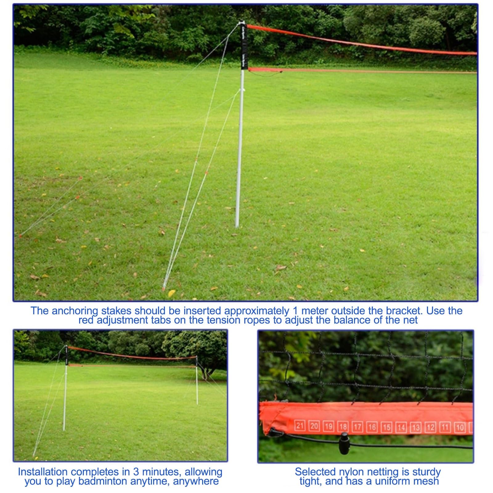 con Postes De Aluminio De Altura Ajustable, Uso Recreativo En El Jardín O En La Playa, Red Voley Piscina Portatil, Red De Voleibol Portátil
