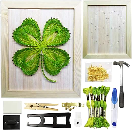 YOUFU DIY String Art craft Kit for Adults,Teens,Beginner,kids.Include All Necessary Accessories and Frame,Adults Crafts Kit,Home Wall Decorations Unique Gift(Four-leaf Clover)