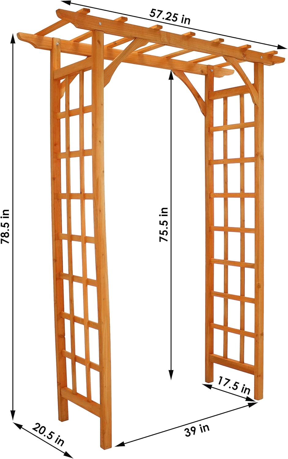 Sunnydaze 78-Inch Wooden Garden Arbor Walkway Wedding Arch - Durable Wood with Weather-Resistant Wood Finish