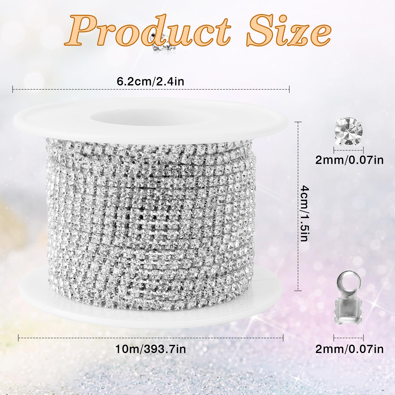 Chaîne De Strass Cristal 10m - Pour Couture, Décoration Vêtements, Mariage, Accessoires DIY