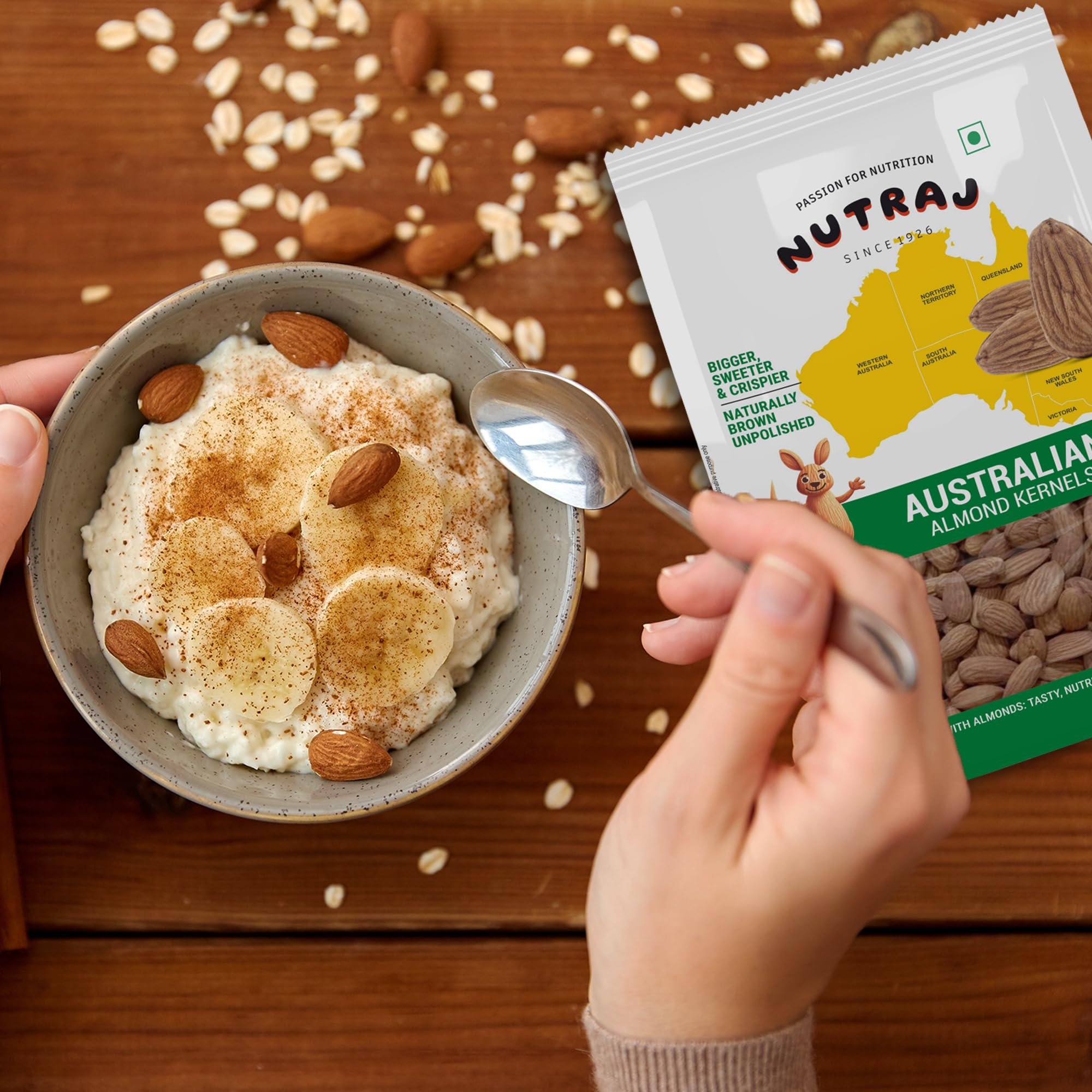 Nutraj Australian Almonds (Badam Giri) 1 kg Pouch - Whole | Dry Fruits and Nuts - Image 7 thumbnail