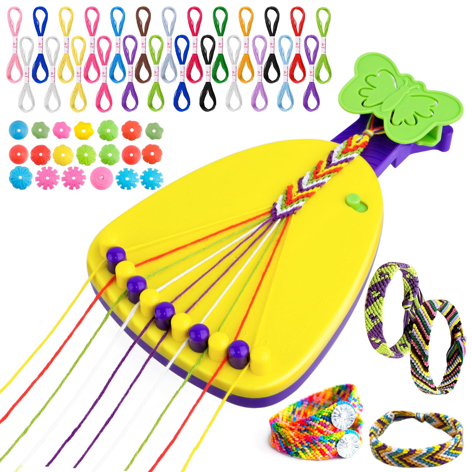Vilomdur Kit de Pulseras para Niñas, 54 Piezas DIY Pulseras de la Amistad, Kit de Manualidades de Pulseras de la Amistad, Kits de Manualidades de Pulseras Trenzadas, Regalo para Niñas de 6 a 12 Años