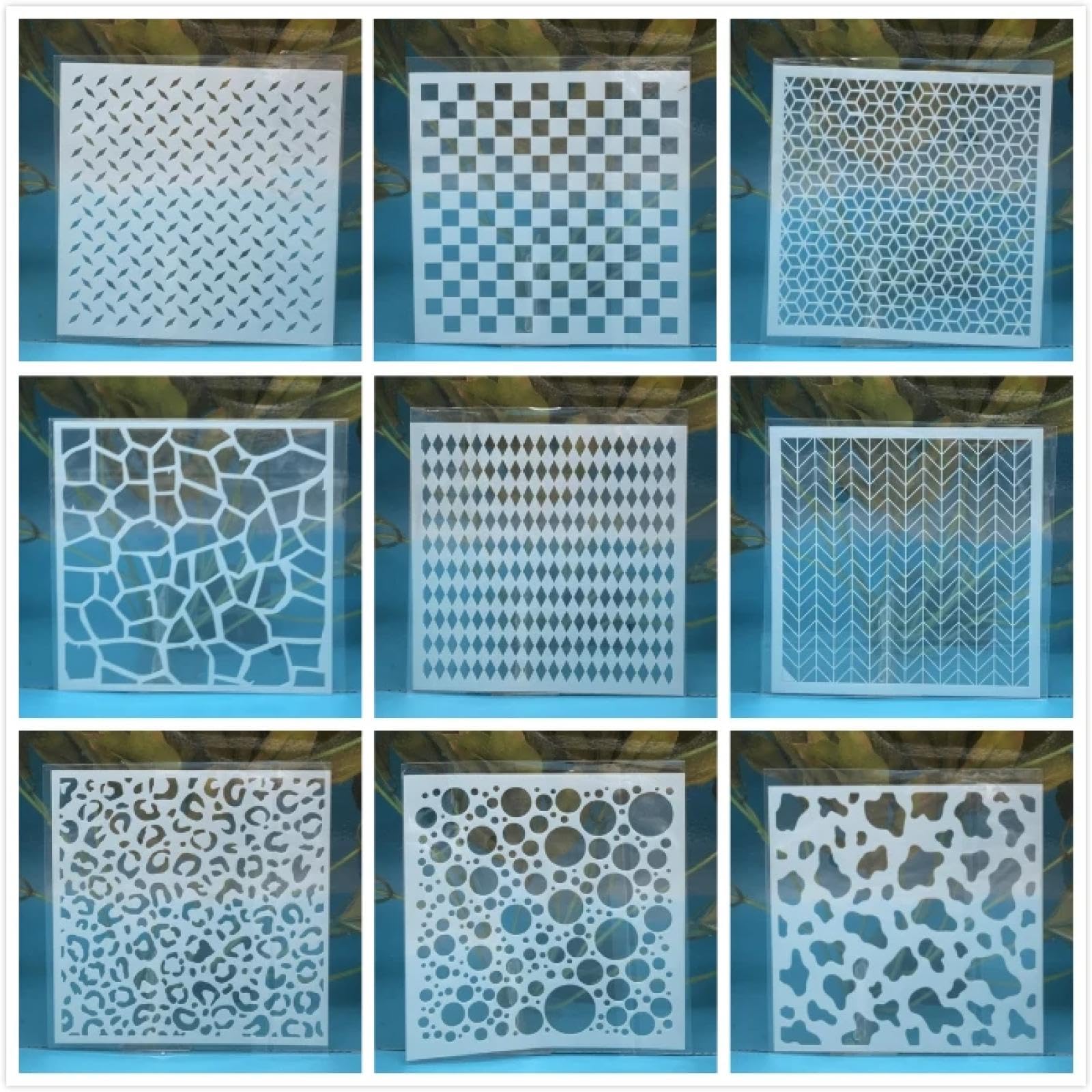 Plantillas para pintar sobre madera, 9 unidades, 13 cm, diseño de estrella, plantilla reutilizable para pintar en madera, pared, puerta, lienzo, decoración del hogar, estilo 4