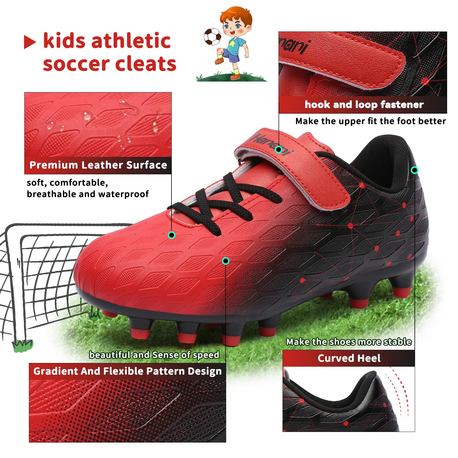 Boys Football Boots Shoes Kids Girls FG/AG Soccer Athletics Training Sport Running Shoes Profession Competition Teenager Indoor Outdoor Cleats Sneakers for Unisex - 3