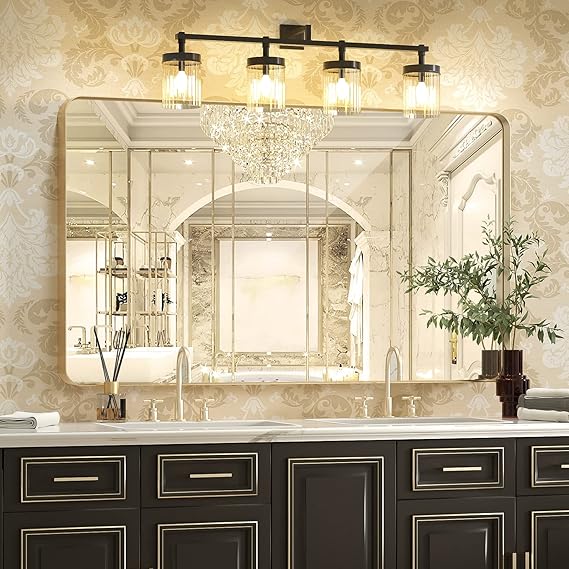 PILOCOS 48 x 30 Inch Wall Mirror for Bathroom, Gold Bathroom Vanity