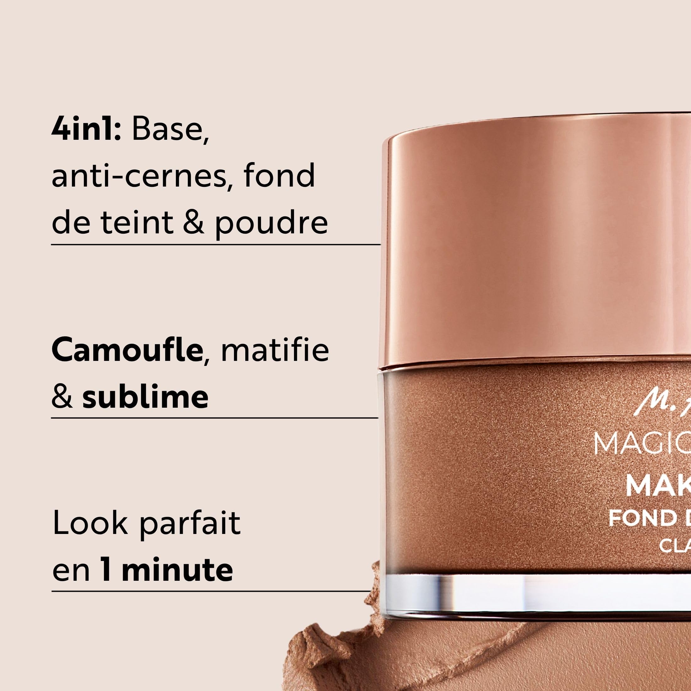 M. Asam MAGIC FINISH Fond de Teint Mousse Classic (30ml), une Base Maquillage 4-En-1 : Primer, Make Up, Poudre & Anti-Cernes, Fond de Teint Naturel & Léger pour Tout Type de Peau, Végétalien