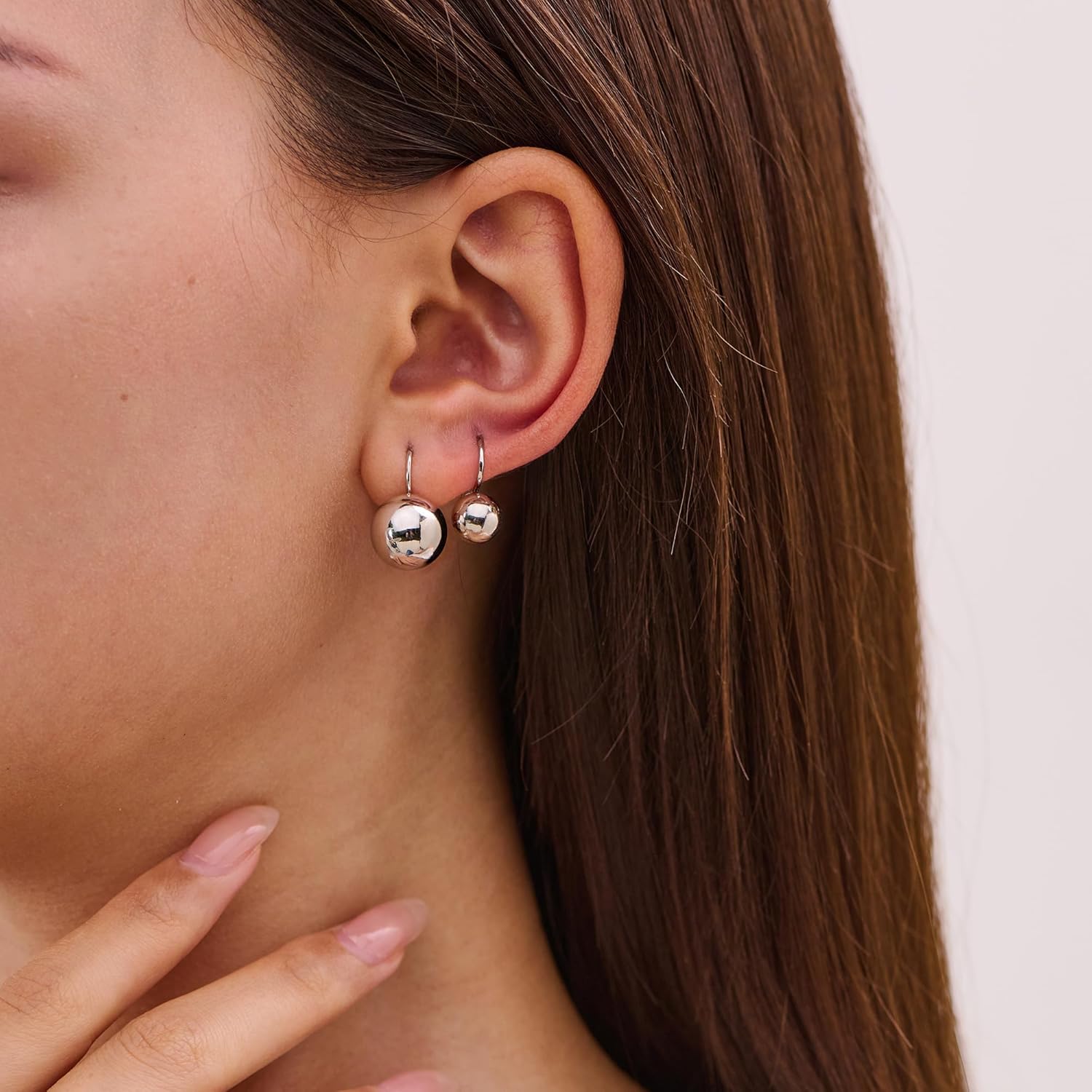 JINEAR 3 Pairs Gold Hoop Earrings for Women 14K Gold Plated Ball Earrings Dainty Hypoallergenic Waterproof Cartilage Silver Hoops Ball Earring Set Lightweight Trendy Jewelry Gifts for Women - Image 5