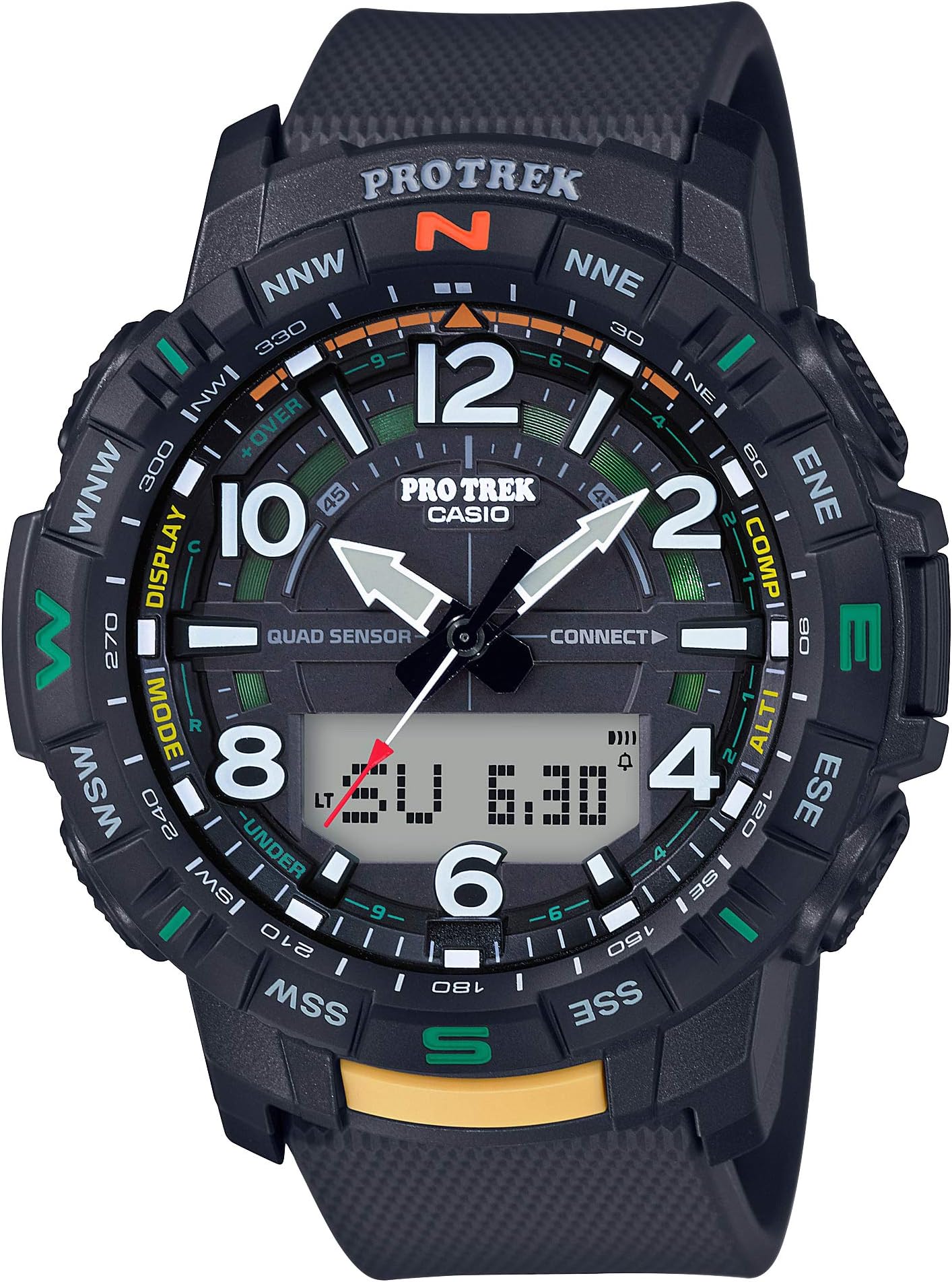 Men's Pro Trek Bluetooth Connected Quartz Sport Watch with Resin Strap, Black, 22.2 (Model: PRT-B50-1CR)