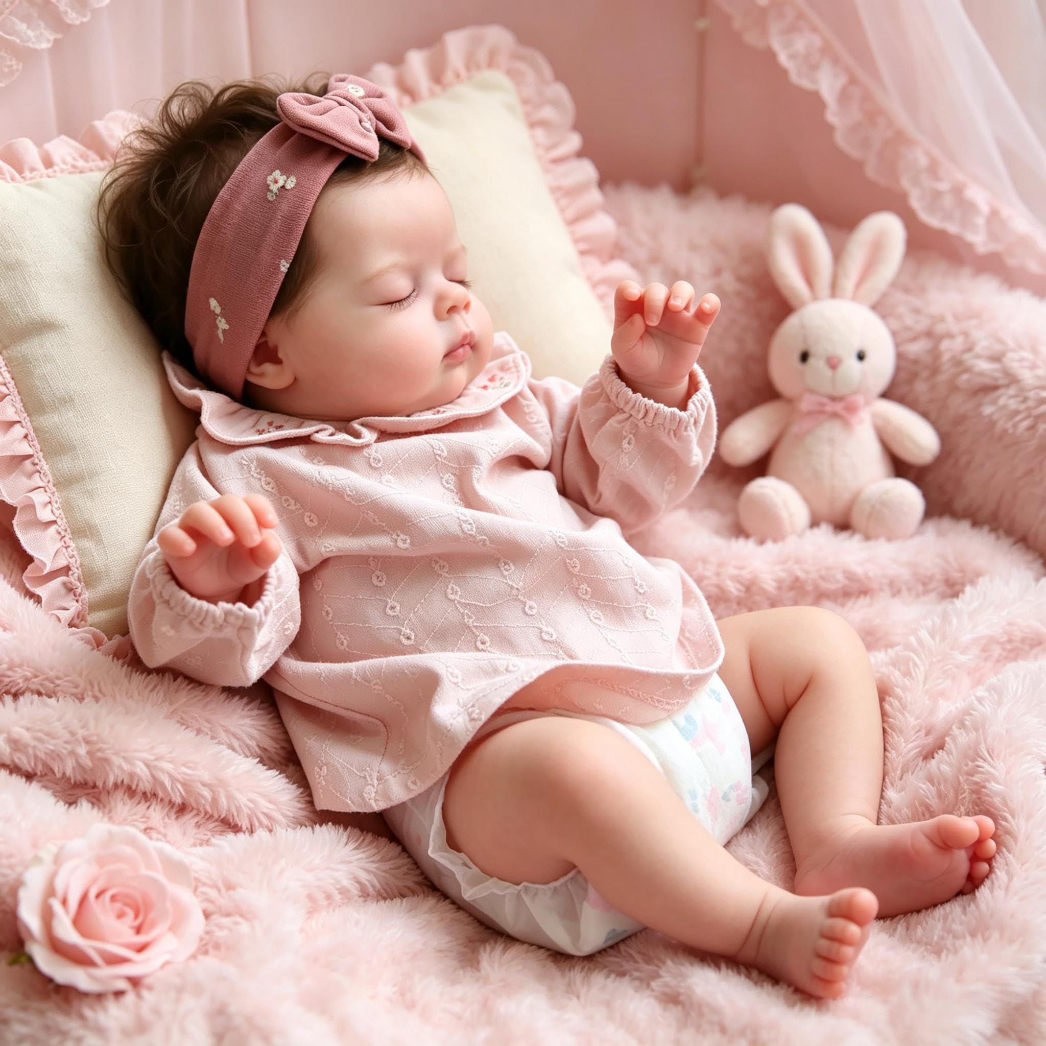 RXDOLL Realistyczne lalki Reborn Baby Dolls 48 cm, prawdziwe życie, noworodek, lalka niemowlęca, z ukorzenionymi włosami, miękka tkanina winylowa, realistyczne, obciążone, odrodzone niemowlęta, dla