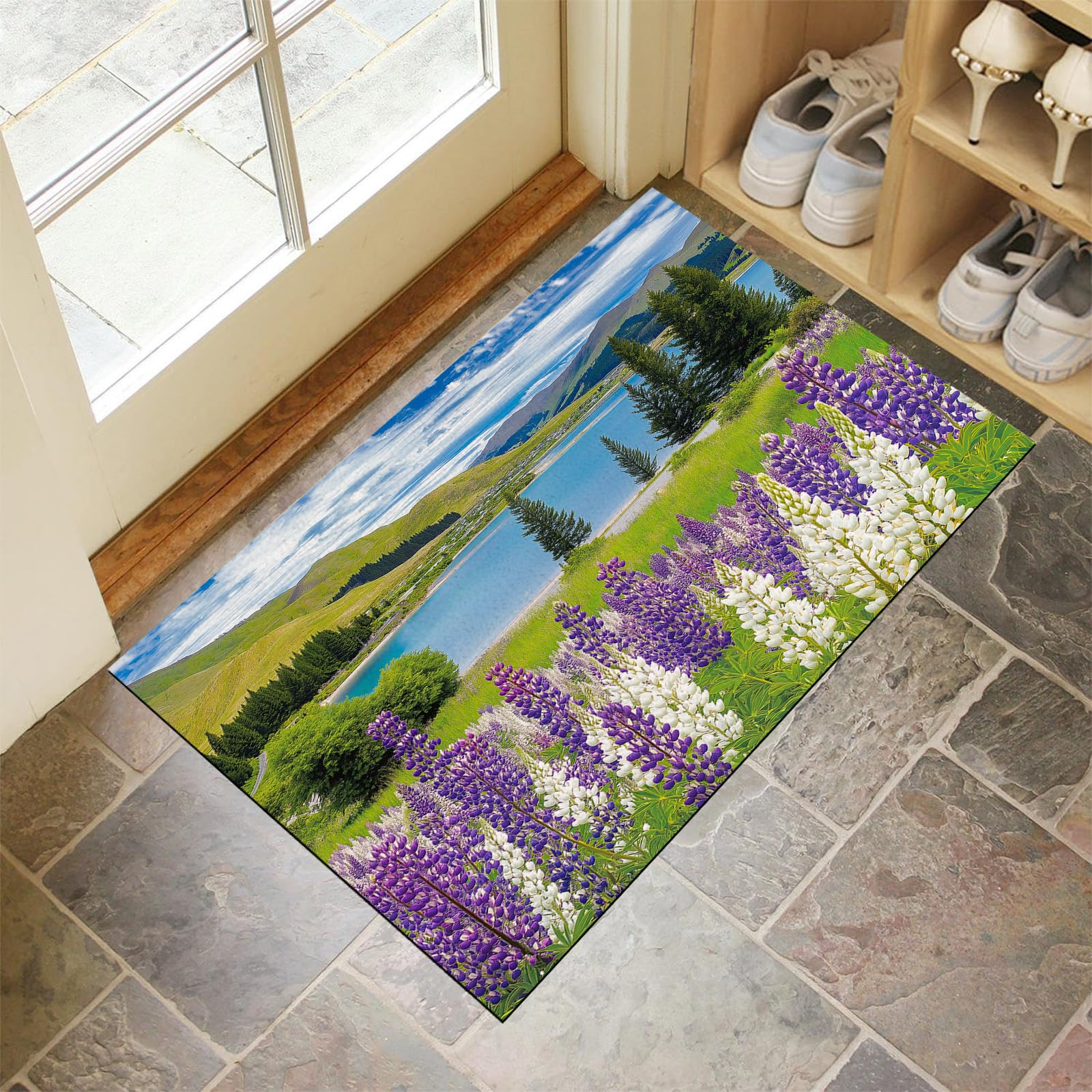 Tapis de porte pour couloir et jardin décoratif grand format lavable 90x150cm