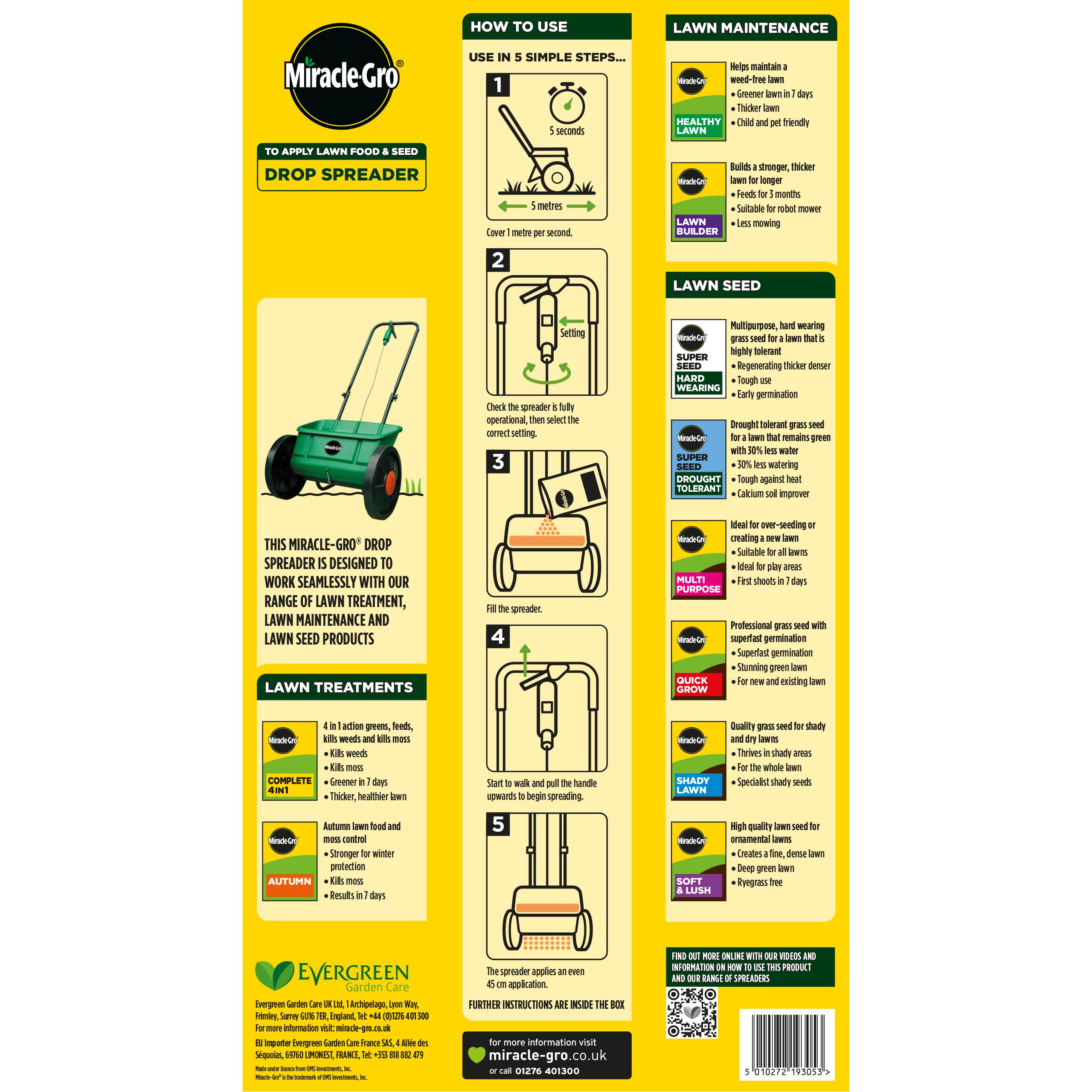 Miracle-Gro Épandeur de graines de pelouse