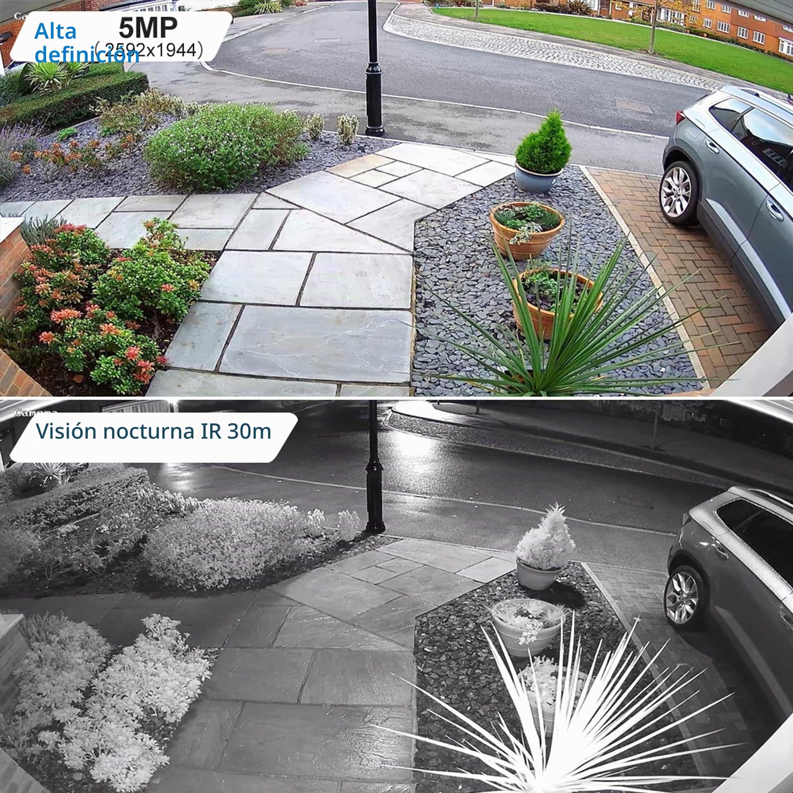 Anpviz 5MP PoE IP Camara Vigilancia Exterior, 30m IR Visión Nocturna | 30m Visión Nocturna Infrarroja, Lente 2,8 mm, Micrófono, Todo Metal, Cableado, Sin Adaptador, IP66 (Serie U)