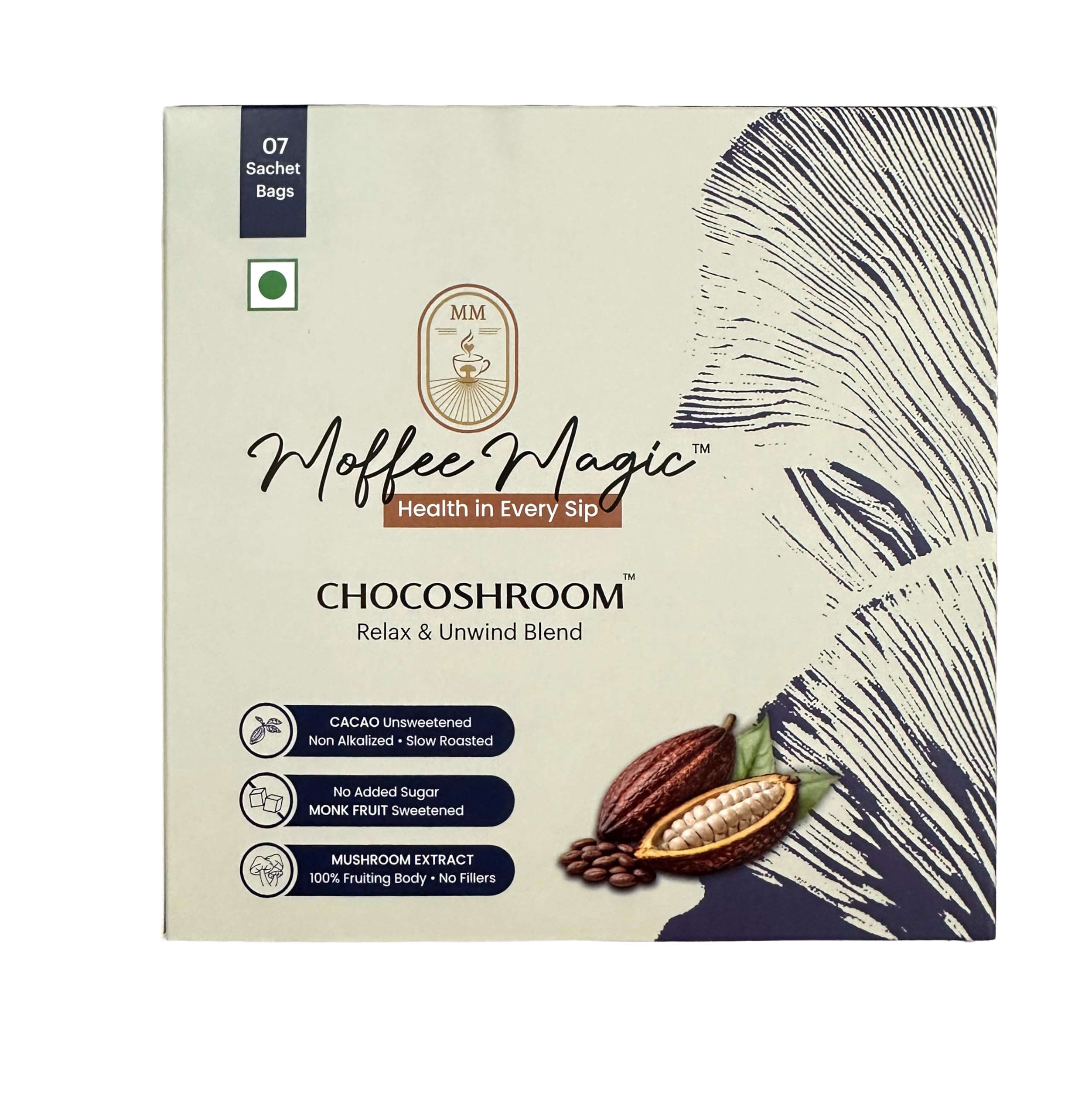 CHOCOSHROOM by Moffee Magic | Cacao Mushroom | Non-Alkalized, Unsweetened, Slow Roasted & Minimally Processed Cacao| Fru