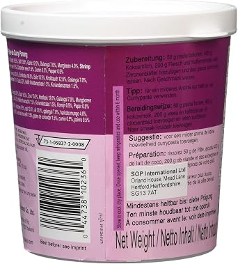 Mae Ploy Panang Curry Paste 400 g | Authentic aromatic Panang curry seasoning paste. Medium jar size ideal for rich peanut style curry beef chicken pork