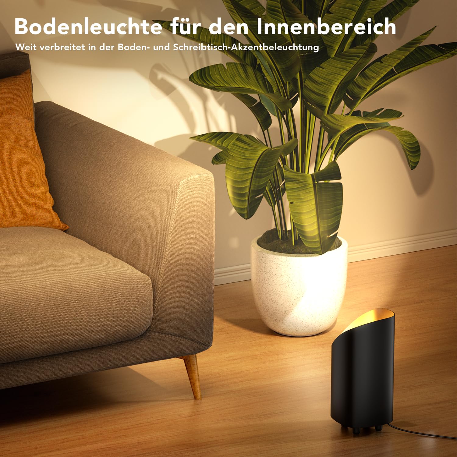 LED Uplight Spot 2 Stück, 7W Bodenstrahler, LED Bodenleuchte zur indirekten Beleuchtung, Standleuchte inklusive GU10 LED Lampe 500LM, Warmes Licht mit 3000 Kelvin, Schwarz