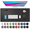 Aothia Desk Pad, Mouse Pad, Desk Pad, Office Blotting Pad, Non-Slip PU Leather Desk Mat for Office and Home (60 x 35 cm, Black)