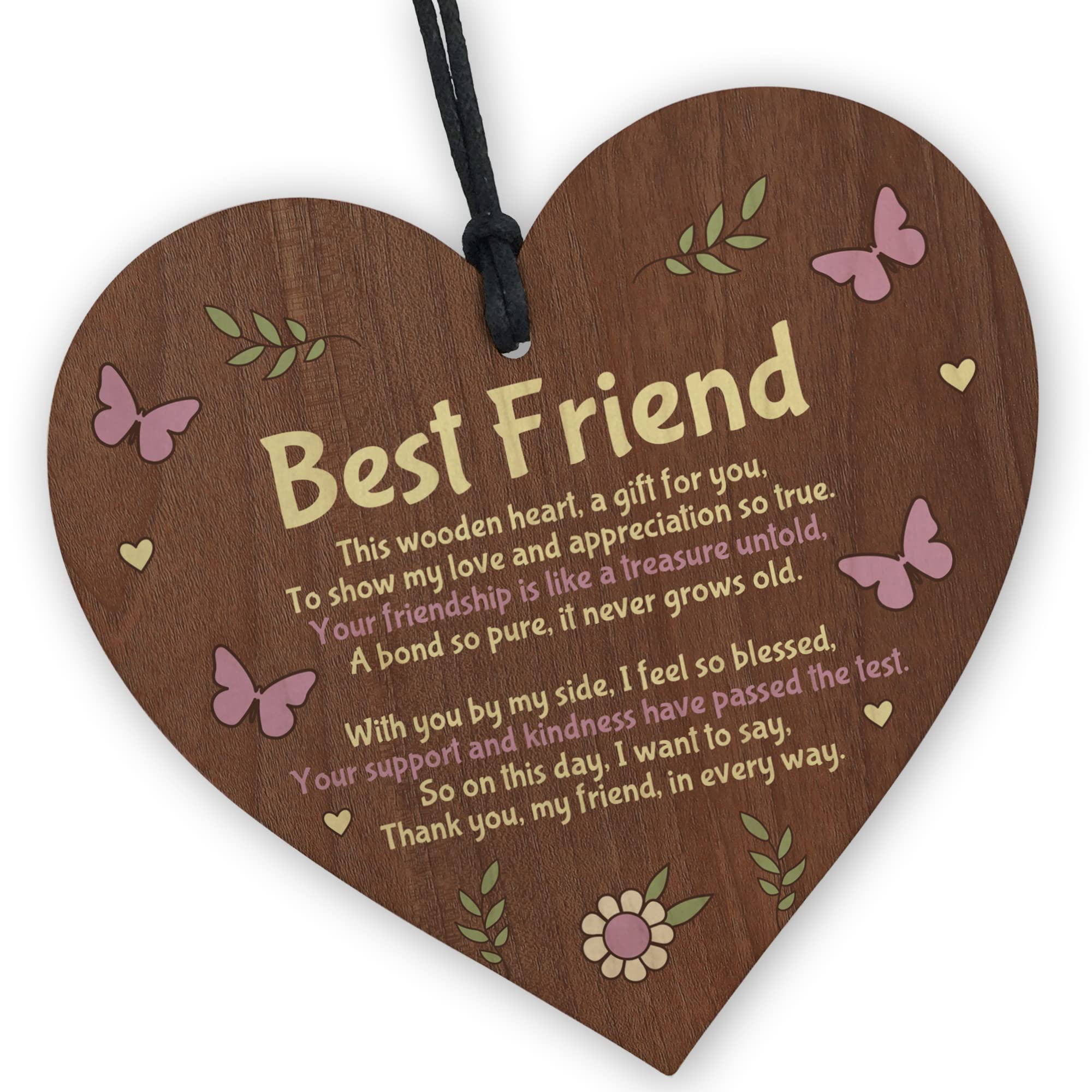 Red Ocean Thank You Gift For Best Friend FRIENDSHIP SIGN Wooden Heart Gift For Him Her Birthday Gifts For Best Friend Friendship Gift For Women