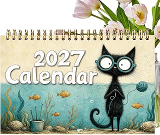 2027 Calendar | Cat Cute 12-Month Funny Spiral Bound Home Decor