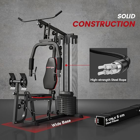 SPORTNOW Compact Home Gym System, Multi Gym, 45kg Weight Stack