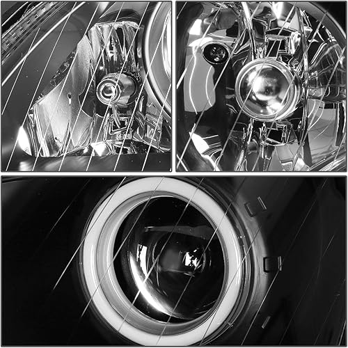 Miniatura 4 de DNA MOTORING HL-HPL-LED-W22000-BK - Faros delanteros de proyector negros con tira de halo LED de repuesto para W220 S-Class