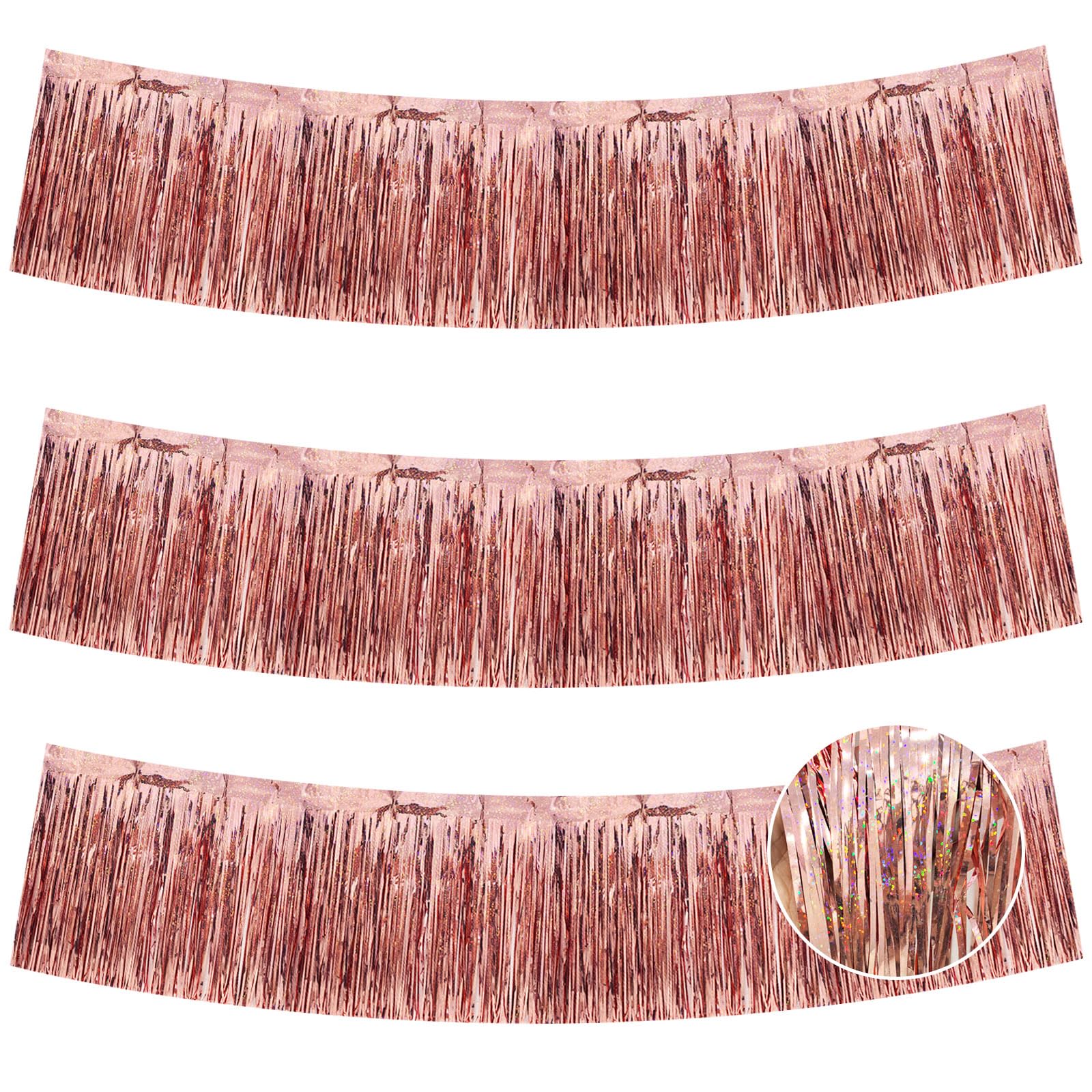 BEISHIDA Laser Rose Gold Fringe Garland Banner Wall Tinsel Foil Streamers